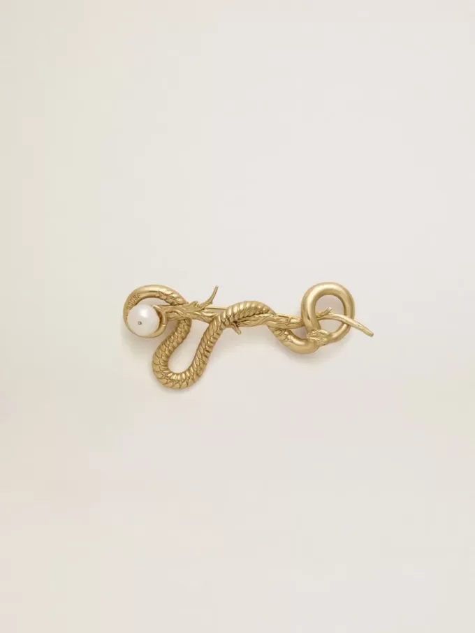 Broche antiguo dorado con forma de serpiente CNY