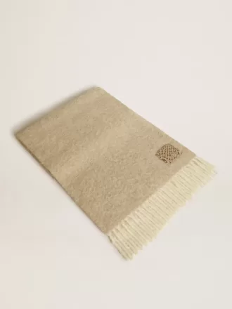 Bufanda CNY de lana de alpaca beige con flecos