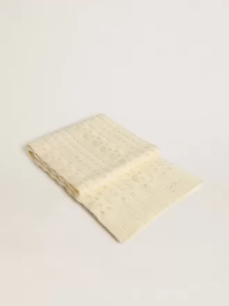 Bufanda de lana blanca con bordados