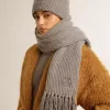 Bufanda de lana gris acanalada