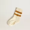 Calcetines blancos para niños con rayas color tabaco
