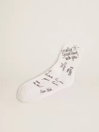 Calcetines blancos ópticos con letras negras