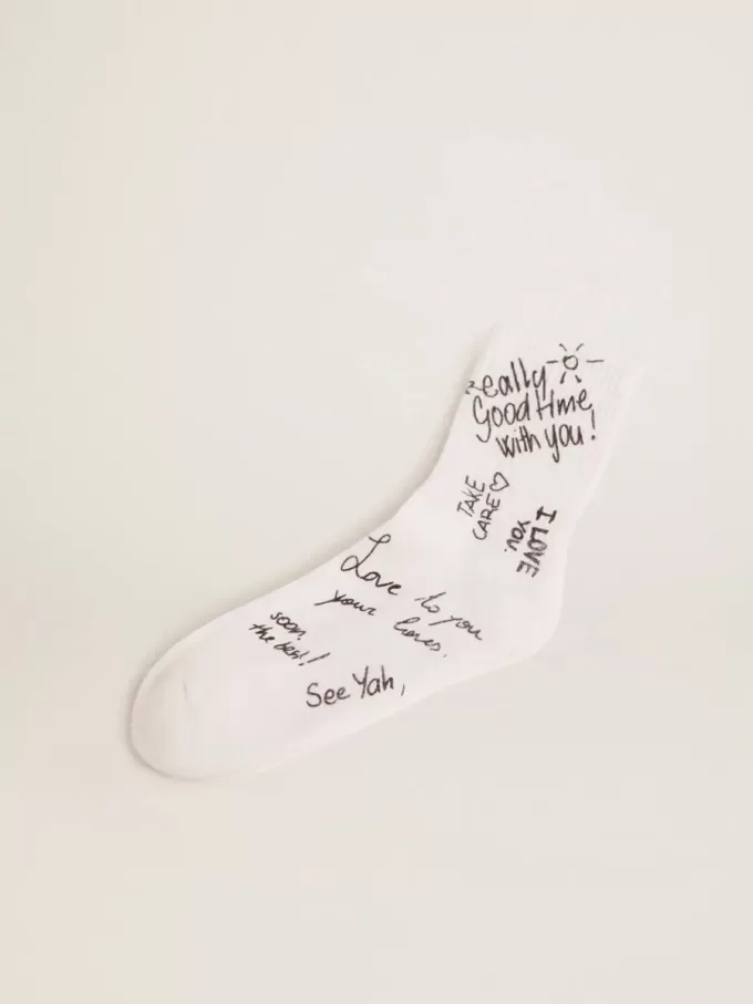 Calcetines blancos ópticos con letras negras