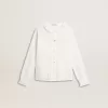 Camisa blanca de algodón con bordado inglés para niña Camisa blanca de algodón con bordado inglés para niña