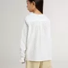 Camisa blanca de algodón con bordado inglés para niña Camisa blanca de algodón con bordado inglés para niña