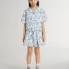 Camisa corta blanca para niña con estampado azul Camisa corta blanca para niña con estampado azul