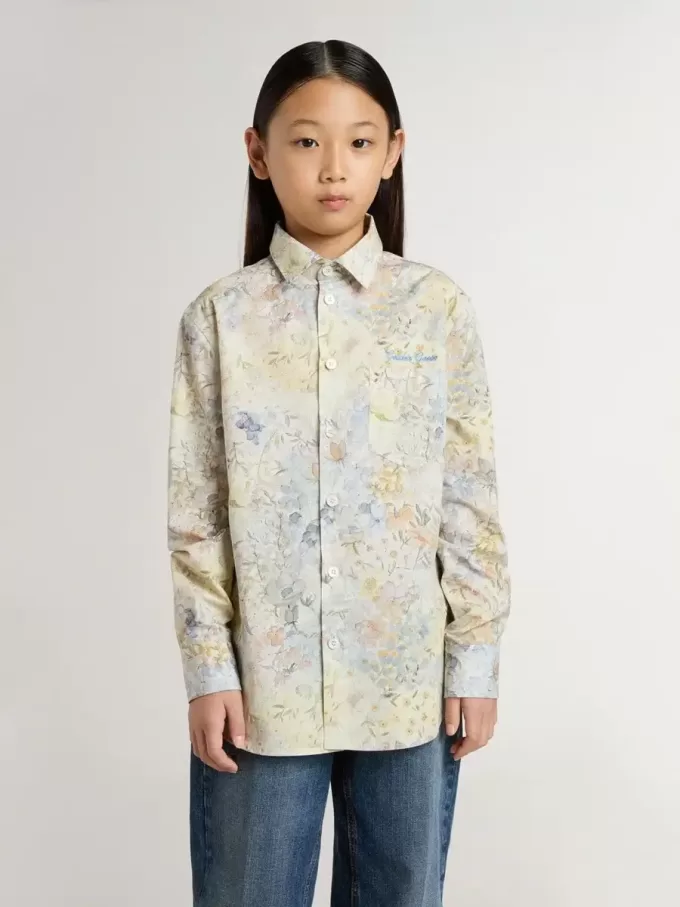 Camisa de algodón para niña con estampado floral multicolor