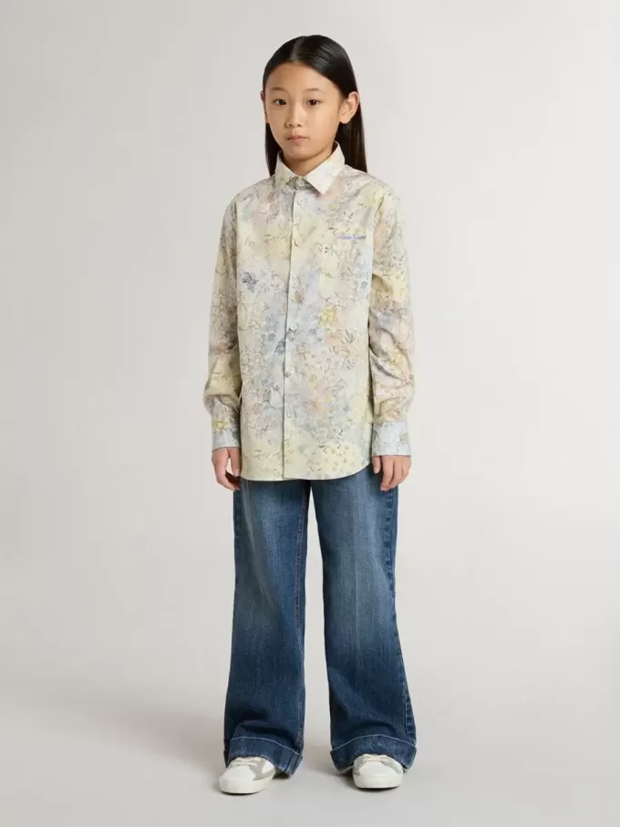 Camisa de algodón para niña con estampado floral multicolor