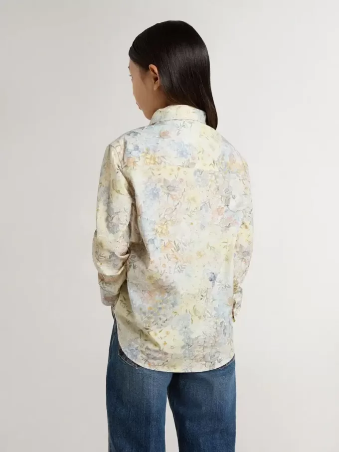 Camisa de algodón para niña con estampado floral multicolor