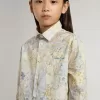 Camisa de algodón para niña con estampado floral multicolor