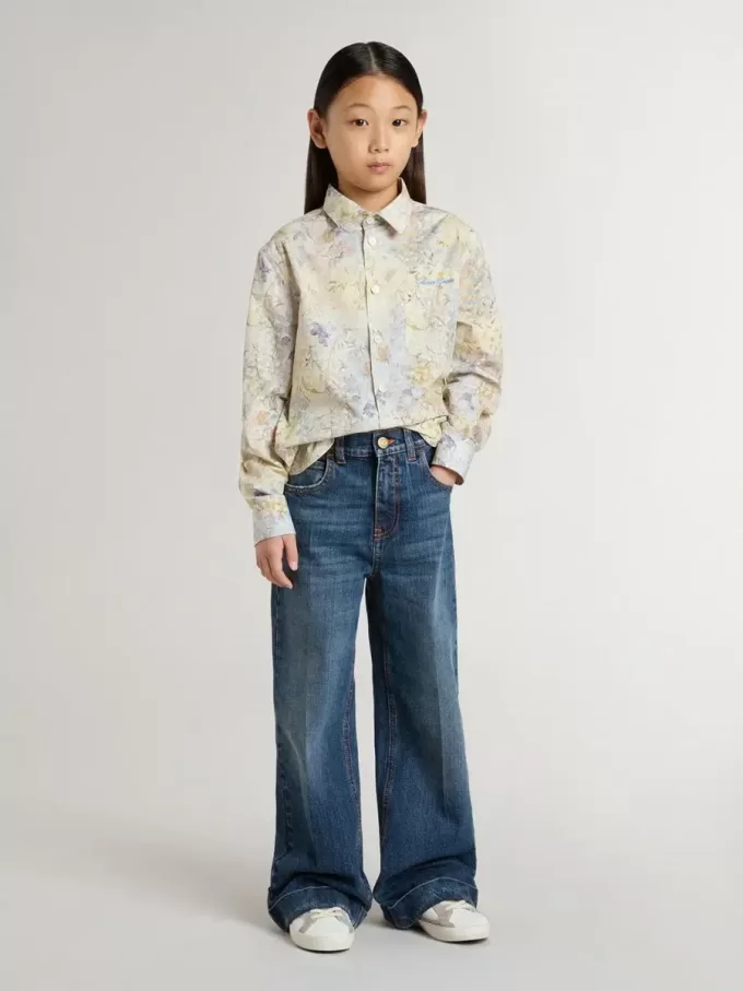 Camisa de algodón para niña con estampado floral multicolor