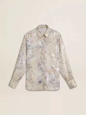 Camisa de mujer con estampado floral multicolor de lentejuelas