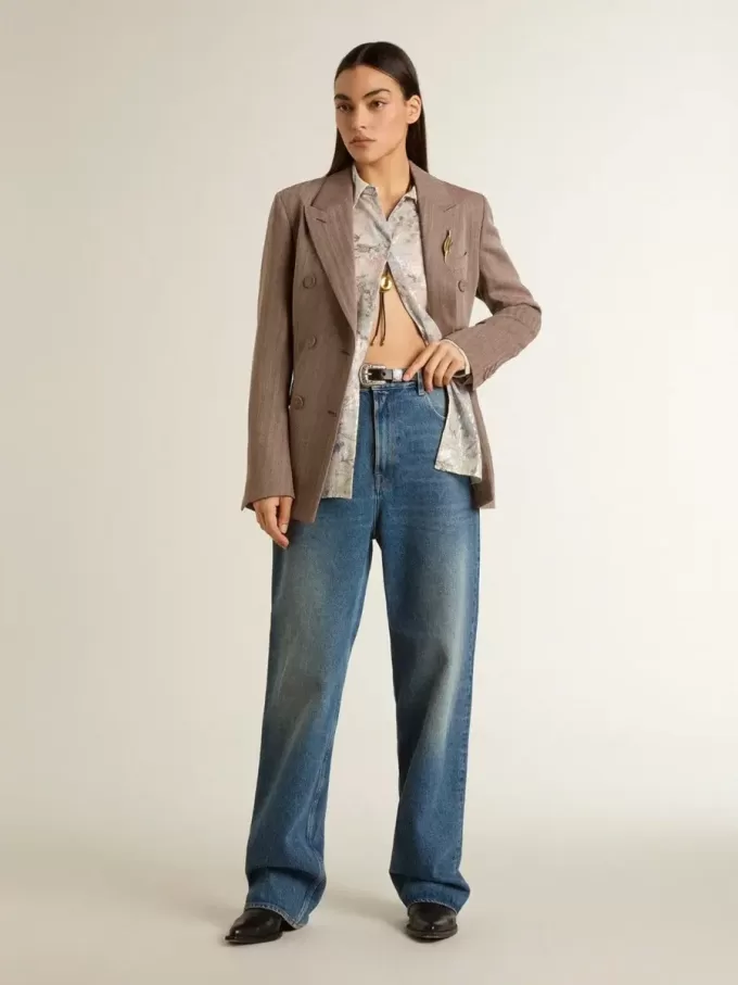 Camisa de mujer con estampado floral multicolor de lentejuelas Camisa de mujer con estampado floral multicolor de lentejuelas