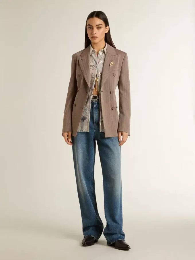 Camisa de mujer con estampado floral multicolor de lentejuelas Camisa de mujer con estampado floral multicolor de lentejuelas