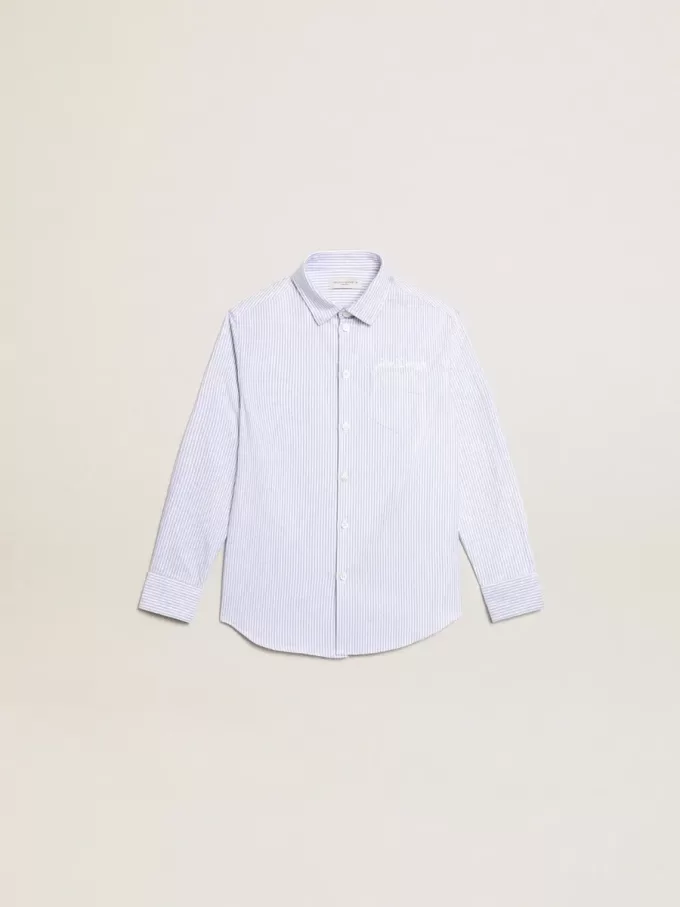 Camisa de niño con rayas azul claro