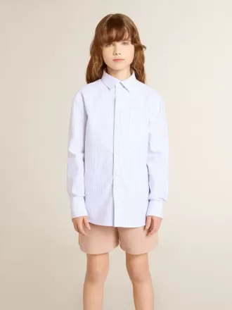 Camisa de rayas para niña con letras bordadas en el bolsillo