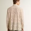 Camisa oversize de encaje transparente color crema