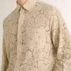 Camisa oversize de encaje transparente color crema