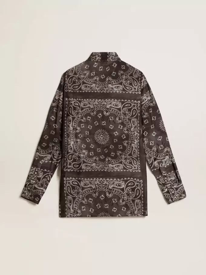 Camisa pijama en gris antracita con estampado de cachemira Camisa pijama en gris antracita con estampado de cachemira