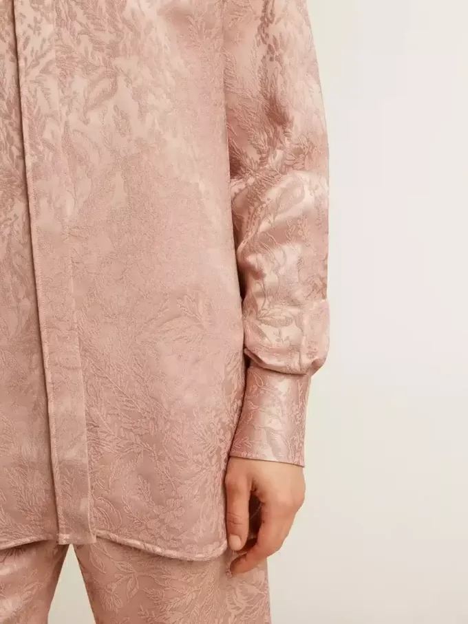 Camisa rosa de viscosa para mujer con estampado floral Camisa rosa de viscosa para mujer con estampado floral