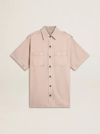 Camisa vaquera oversize para mujer teñida en rosa