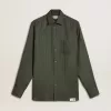Camisa verde oscuro para hombre con rayas verticales