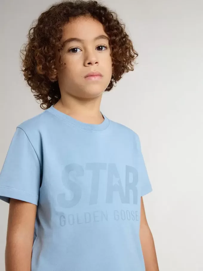 Camiseta azul claro para niño con estampado