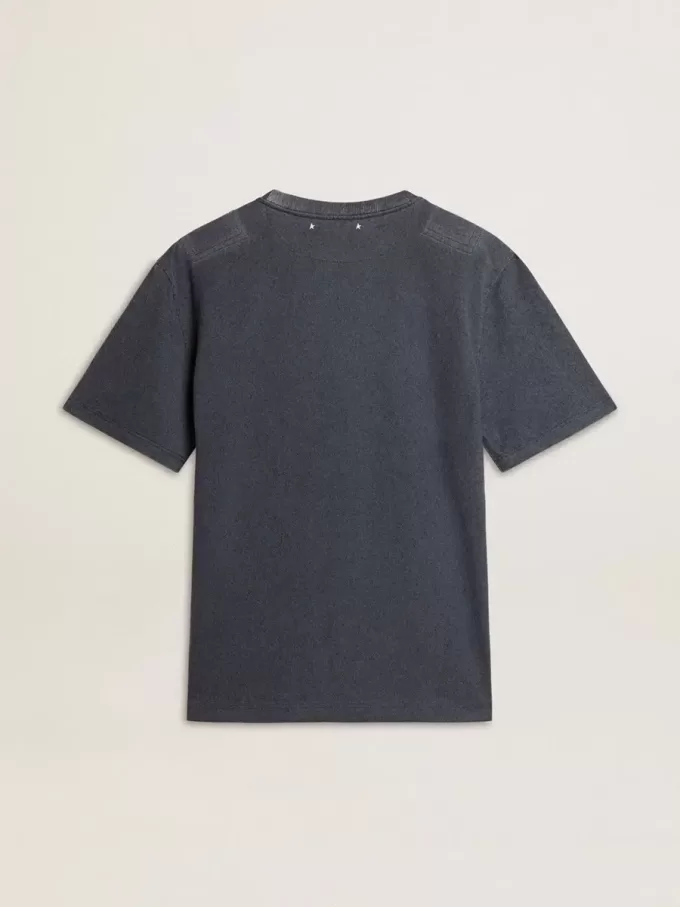 Camiseta azul para hombre con estampado blanco