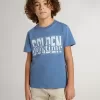 Camiseta azul para niño con estampado blanco Camiseta azul para niño con estampado blanco