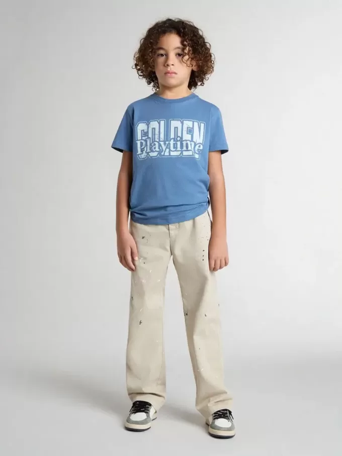 Camiseta azul para niño con estampado blanco Camiseta azul para niño con estampado blanco