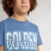 Camiseta azul para niño con estampado blanco Camiseta azul para niño con estampado blanco
