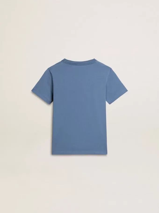 Camiseta azul para niño con estampado blanco Camiseta azul para niño con estampado blanco