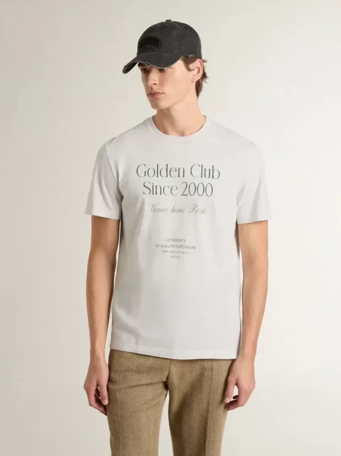 Camiseta blanca de algodón para hombre con estampado verde