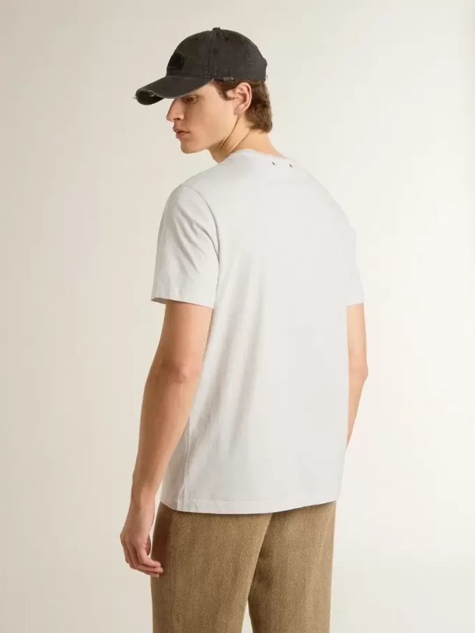 Camiseta blanca de algodón para hombre con estampado verde