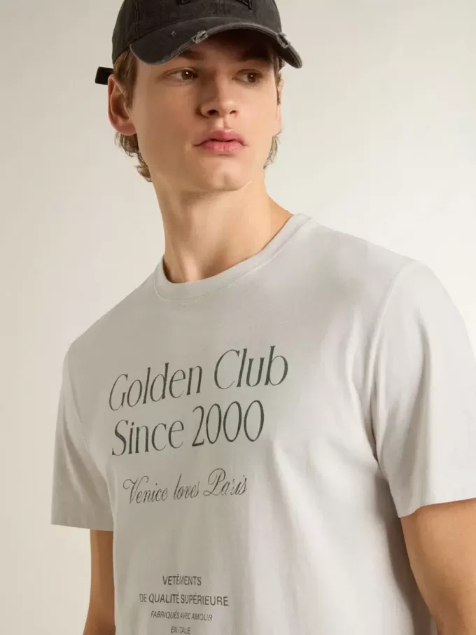 Camiseta blanca de algodón para hombre con estampado verde