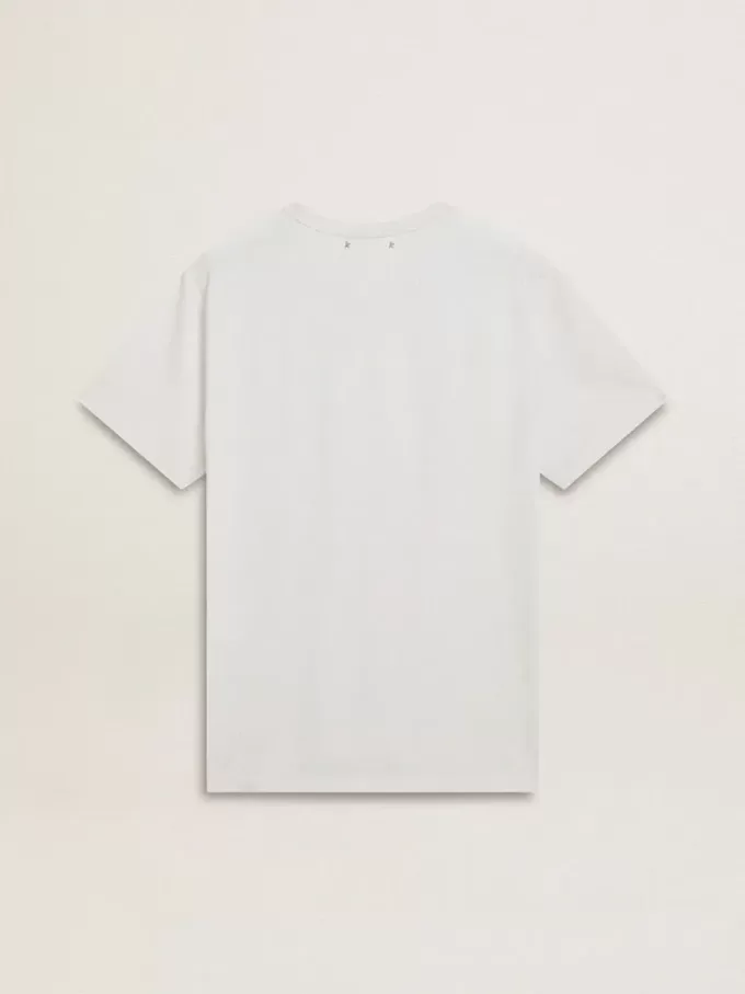 Camiseta blanca de algodón para hombre con estampado verde