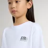 Camiseta blanca de algodón para niños con estampado plateado Camiseta blanca de algodón para niños con estampado plateado