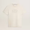 Camiseta blanca de estilo vintage para hombre con estampado en la parte delantera