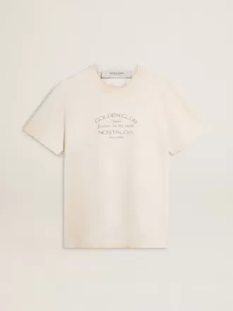 Camiseta blanca de estilo vintage para hombre con estampado en la parte delantera