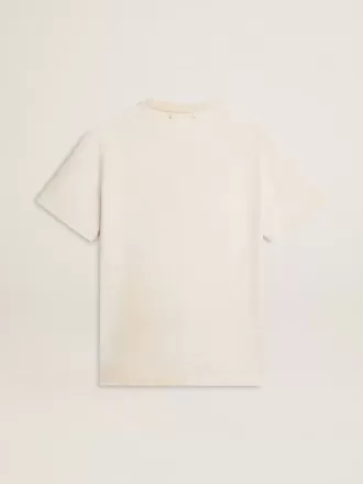 Camiseta blanca de estilo vintage para hombre con estampado en la parte delantera