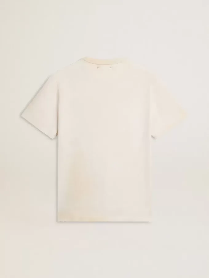 Camiseta blanca de estilo vintage para hombre con estampado en la parte delantera