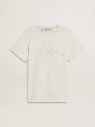 Camiseta blanca de mujer con estampado en la parte delantera