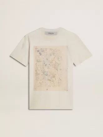 Camiseta blanca de mujer con estampado floral