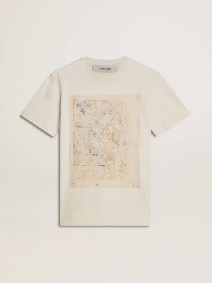Camiseta blanca de mujer con estampado floral