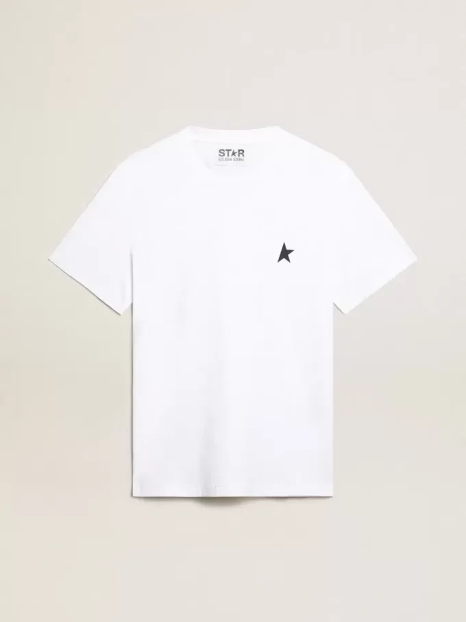 Camiseta blanca para hombre con estrella azul oscuro en la parte delantera