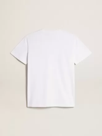 Camiseta blanca de mujer con estrella burdeos en la parte delantera