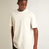 Camiseta blanca para hombre con efecto desgastado Camiseta blanca para hombre con efecto desgastado