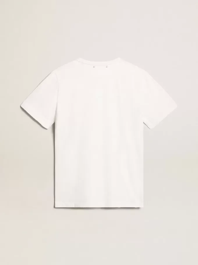 Camiseta blanca para hombre con efecto desgastado Camiseta blanca para hombre con efecto desgastado