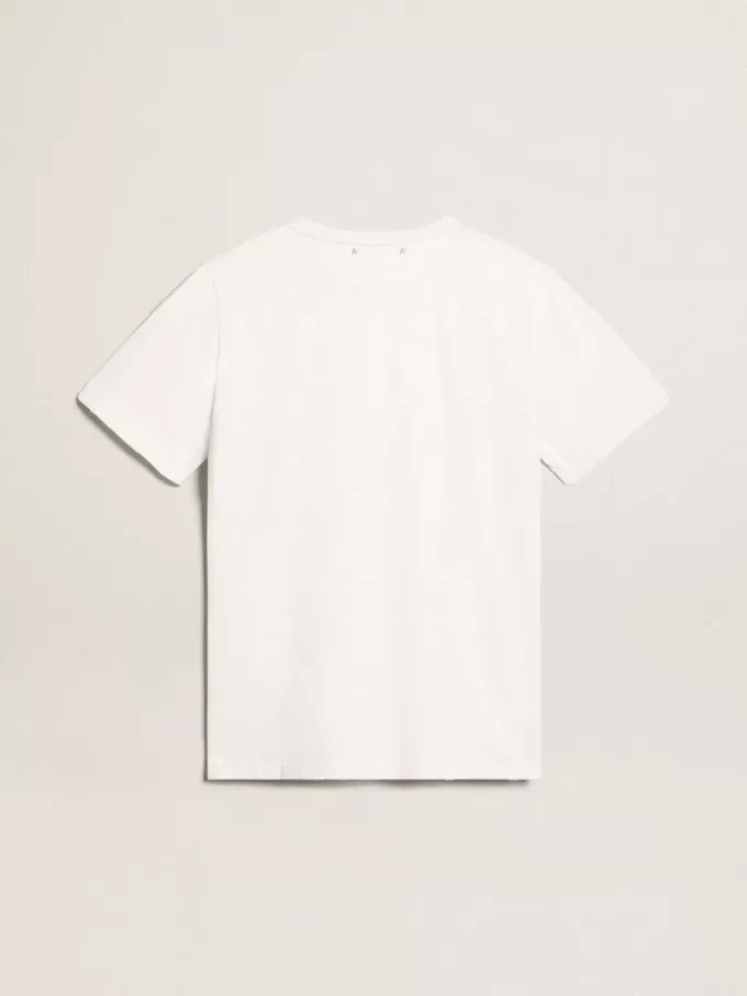 Camiseta blanca para hombre con efecto desgastado Camiseta blanca para hombre con efecto desgastado