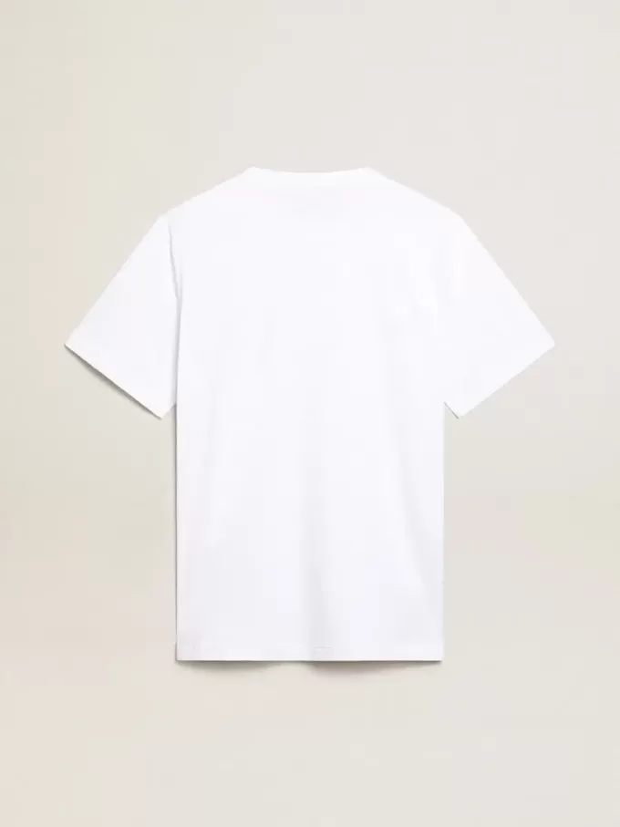 Camiseta blanca para hombre con estrella azul oscuro en la parte delantera